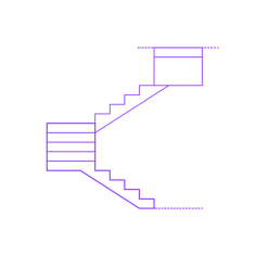 Buildings Stairs Types Three Quarter Turn Straight Stairs Silhouette Cutting Svg Files, Free Vectors File